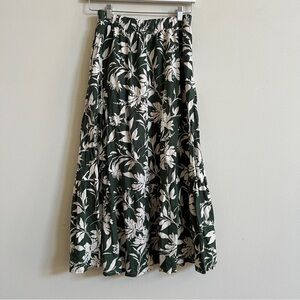Abercrombie & Fitch Green Floral Linen Blend Skirt
